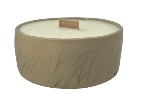 Świeca sojowa ceramiczna - japońskie wzornictwo - motyw trawy