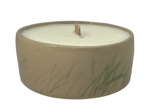 Świeca sojowa ceramiczna - japońskie wzornictwo - motyw trawy