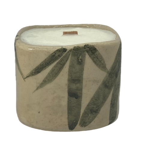 Świeca sojowa ceramiczna - japońskie wzornictwo - motyw bambusa