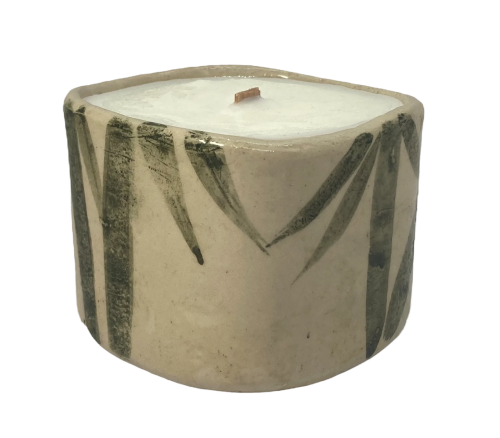 Świeca sojowa ceramiczna - japońskie wzornictwo - motyw bambusa