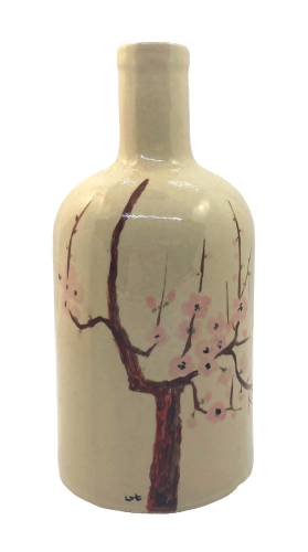 Wazon / butelka, japońskie wzornictwo, motyw kwitnącej śliwy