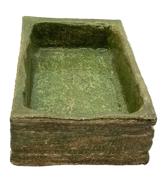 Miska ceramiczna brązowo-zielona - motyw starej deski