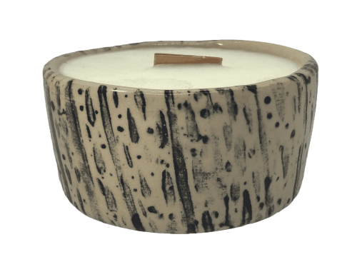 Świeca sojowa ceramiczna - pojemnik ozdobny - motyw kora brzozy
