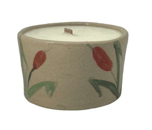 Świeca sojowa ceramiczna - pojemnik ozdobny - motyw tataraku