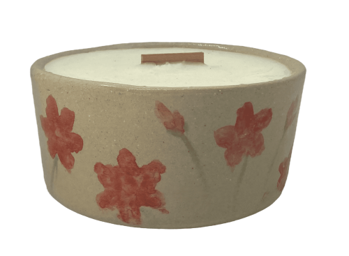 Świeca sojowa ceramiczna - pojemnik ozdobny - motyw jeżówka