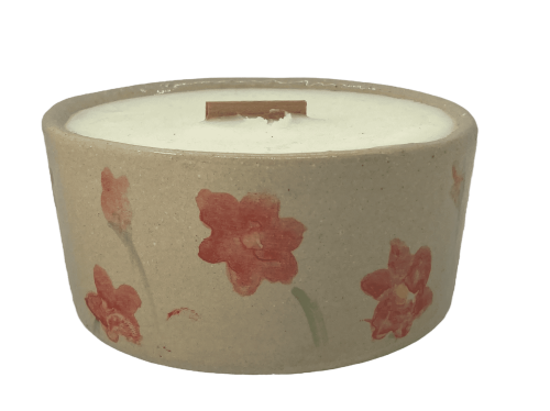 Świeca sojowa ceramiczna - pojemnik ozdobny - motyw jeżówka