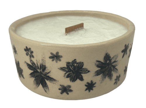 Świeca sojowa ceramiczna - pojemnik ozdobny - motyw czarny rumiane