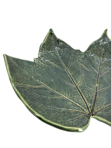 Patera w kształcie liścia - katalpa - butelkowa zieleń