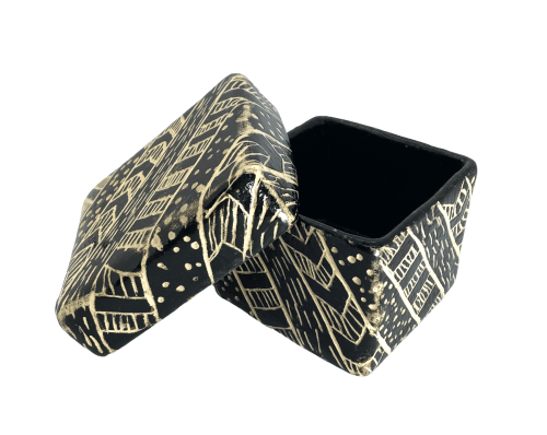 Dwuczęściowy pojemnik - doniczka. Motyw abstrakcyjny. Sgraffito