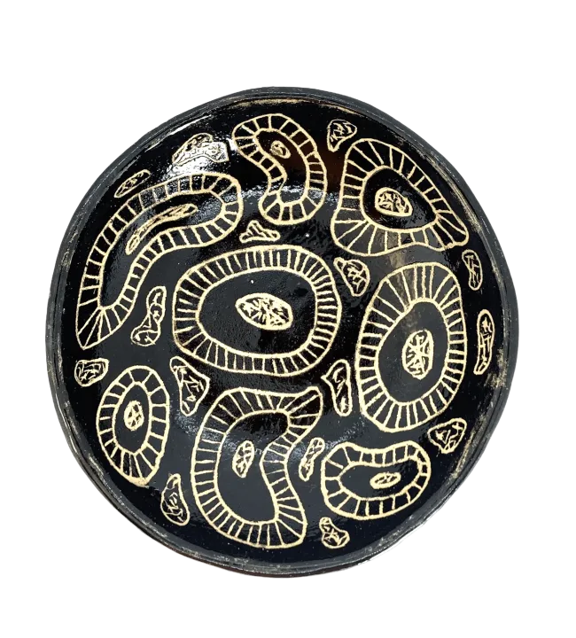 Miseczka ceramiczna. Motyw abstrakcyjny. Sgraffito.