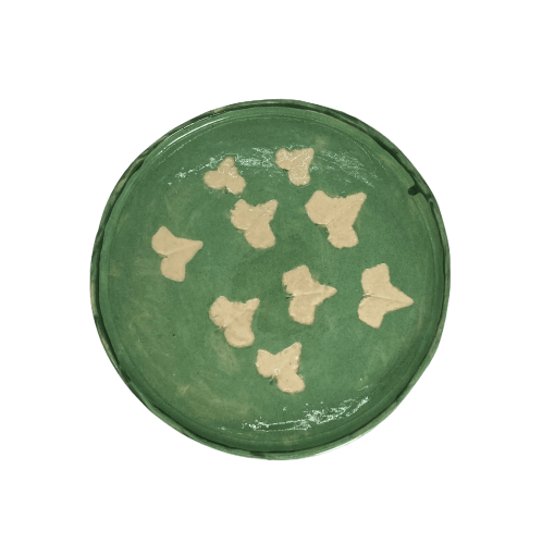 Ceramiczny płaski talerzyk z motywem bluszczu