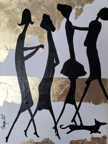 Dorota Komborska-Szewczyk. Obraz. Akryl na płótnie. Szlagmetal. 30/40