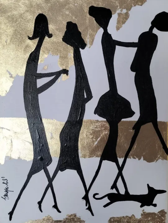 Dorota Komborska-Szewczyk. Obraz. Akryl na płótnie. Szlagmetal. 30/40