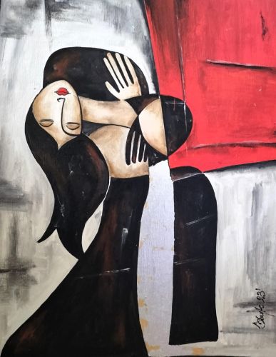 Dorota Komborska-Szewczyk. Obraz. Akryl na płótnie. Szlagmetal. 50/60