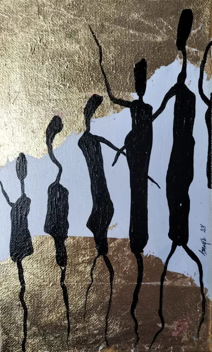 Dorota Komborska-Szewczyk. Obraz. Akryl na płótnie. Szlagmetal. 15/25