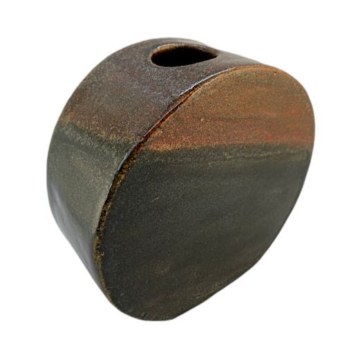 Wazon ceramiczny z szkliwem efektowym - brązowy brokat