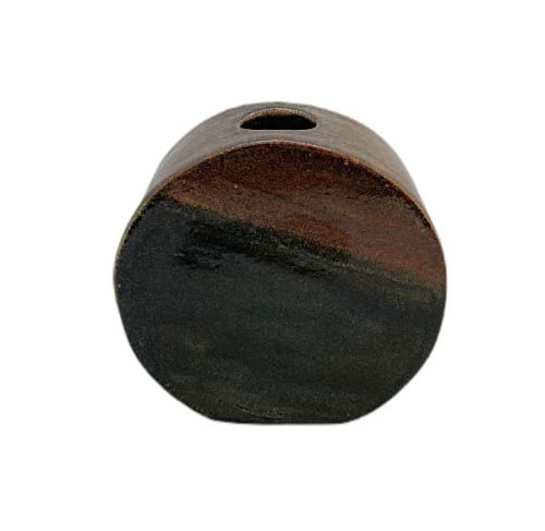 Wazon ceramiczny z szkliwem efektowym - brązowy brokat