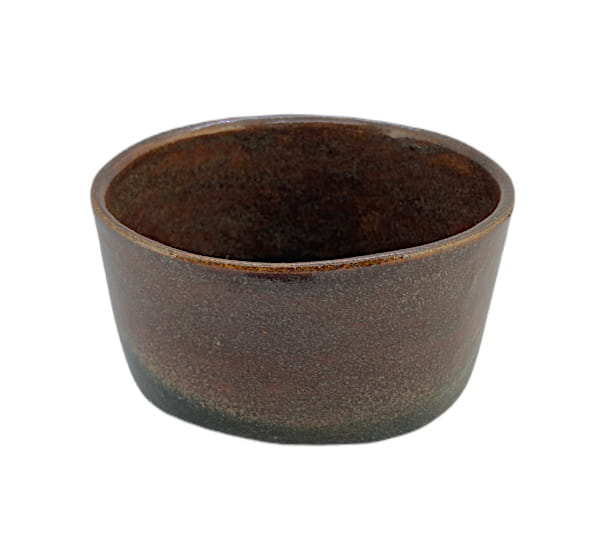Miska ceramiczna - doniczka - brązowy brokat