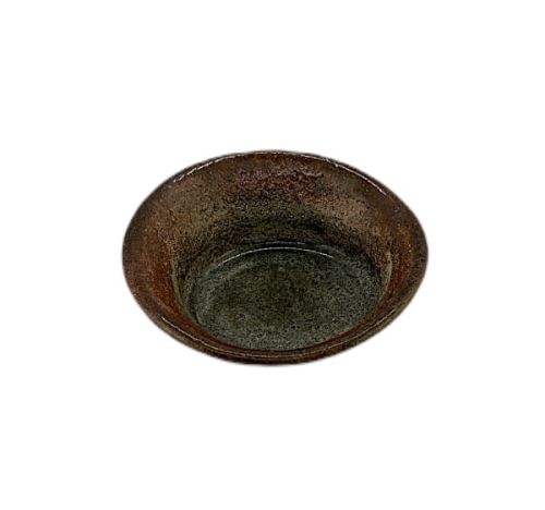 Świecznik tealight - okrągła podstawka z ceramiki - brązowy brokat