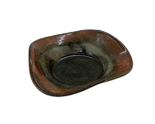 Świecznik tealight - podstawka z ceramiki - brązowy brokat