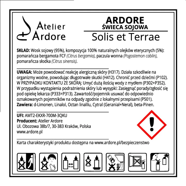 Świeca sojowa ARDORE Solis et Terrae naklejka CLP.jpg