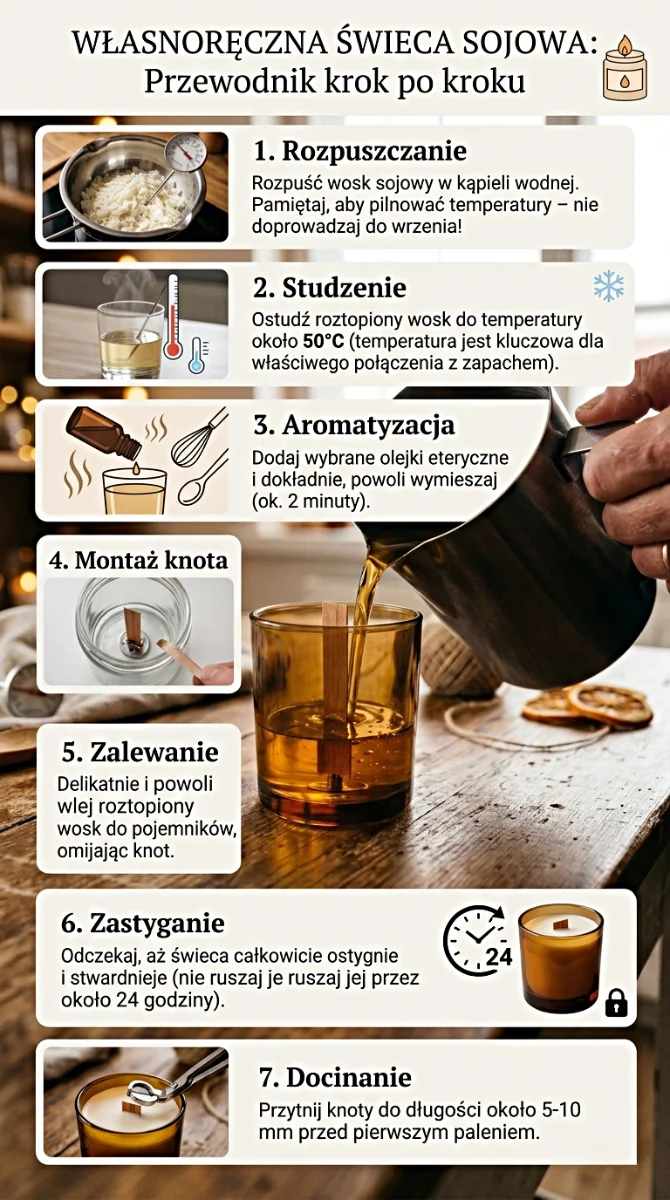 Jak Zrobić Własną Świecę Sojową – Krok po Kroku 🌿 Tworzenie własnych świec to niesamowicie relaksujący proces! Zobacz, jak łatwo przygotować piękną, naturalną świecę w domowym zaciszu. Zapisz ten post na później.